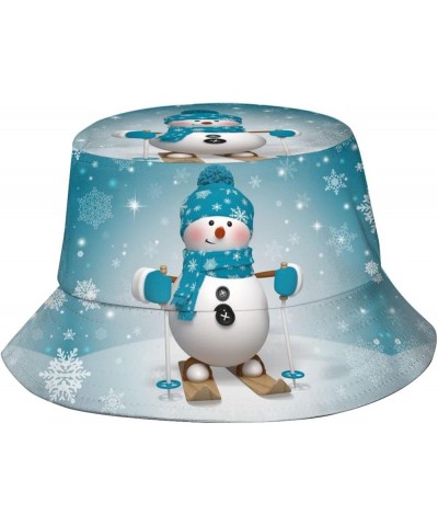 Unisex Christmas Snowflakes Snowman Bucket Hat Beach Sun Hat Aesthetic Fishing Hat for Men Women Teens Christmas_s00021 $11.7...