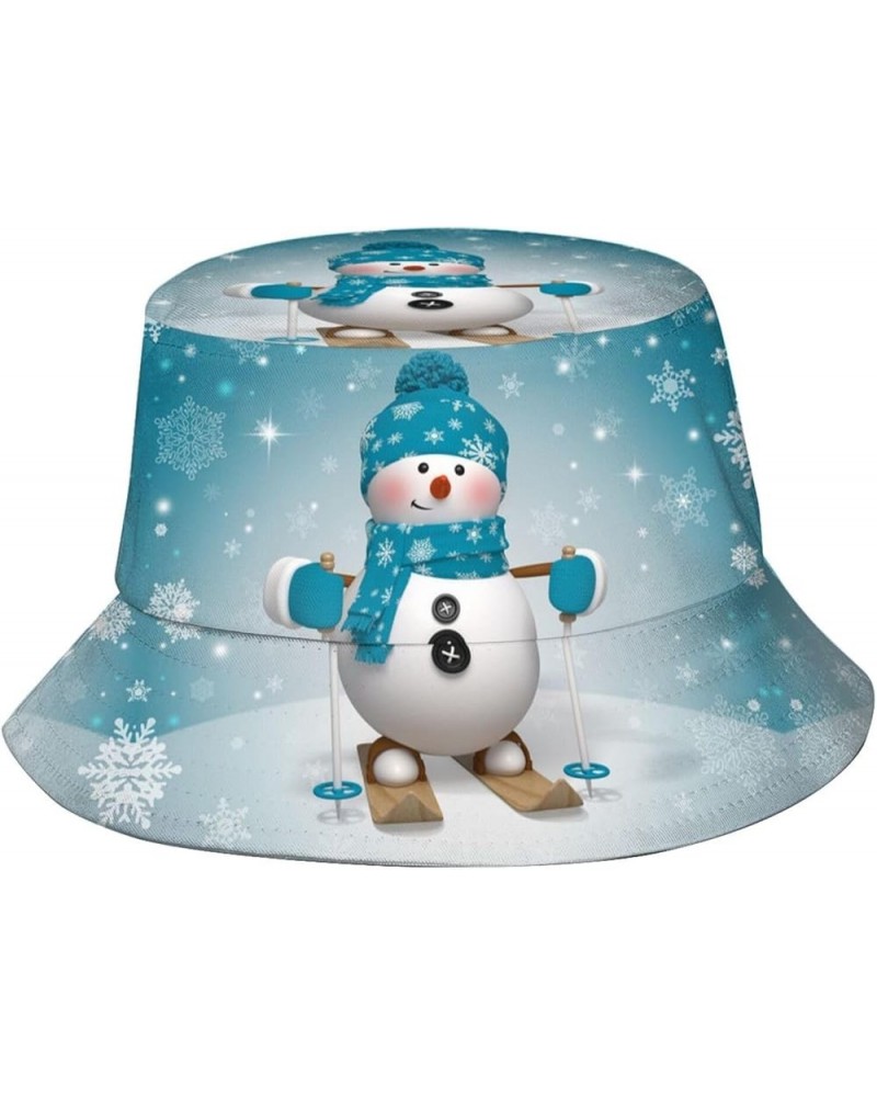 Unisex Christmas Snowflakes Snowman Bucket Hat Beach Sun Hat Aesthetic Fishing Hat for Men Women Teens Christmas_s00021 $11.7...