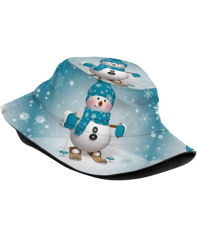 Unisex Christmas Snowflakes Snowman Bucket Hat Beach Sun Hat Aesthetic Fishing Hat for Men Women Teens Christmas_s00021 $11.7...