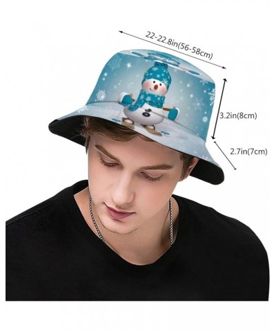 Unisex Christmas Snowflakes Snowman Bucket Hat Beach Sun Hat Aesthetic Fishing Hat for Men Women Teens Christmas_s00021 $11.7...