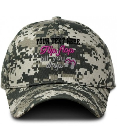 Custom Camo Baseball Cap Flip Flop Till You Drop Funny Cotton Pixel Camo Personalized Text Here $17.69 Baseball Caps