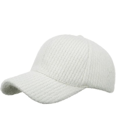 Women Men Knit Baseball Cap Solid Winter Warm Relaxed Adjustable Hats Sun Hat for Sport Travel White $6.96 Rain Hats