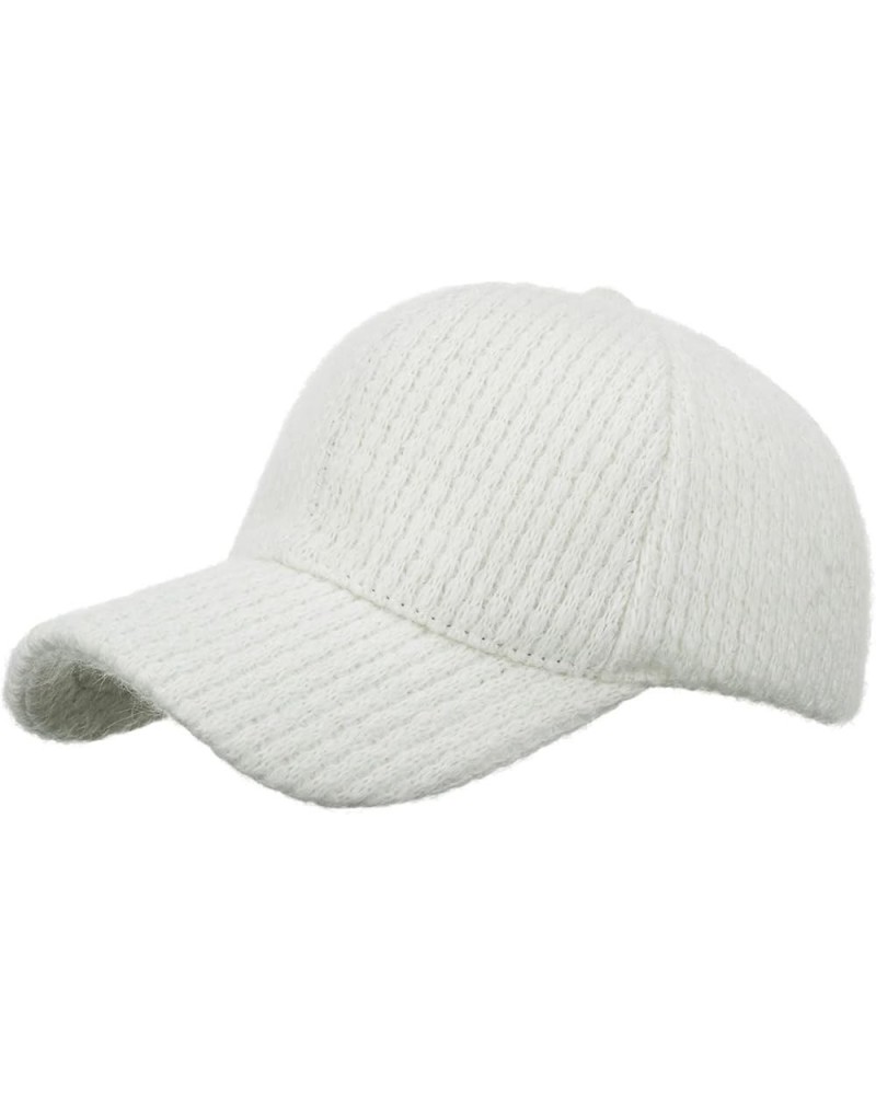 Women Men Knit Baseball Cap Solid Winter Warm Relaxed Adjustable Hats Sun Hat for Sport Travel White $6.96 Rain Hats