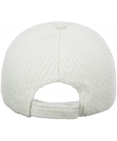 Women Men Knit Baseball Cap Solid Winter Warm Relaxed Adjustable Hats Sun Hat for Sport Travel White $6.96 Rain Hats