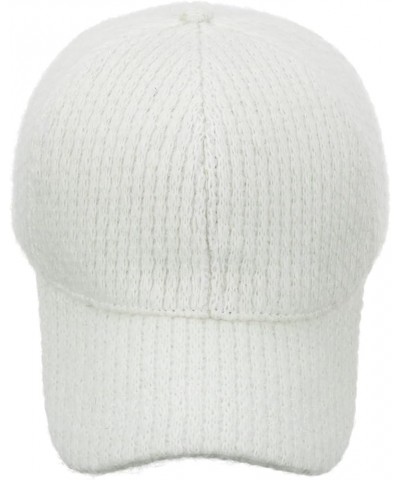 Women Men Knit Baseball Cap Solid Winter Warm Relaxed Adjustable Hats Sun Hat for Sport Travel White $6.96 Rain Hats