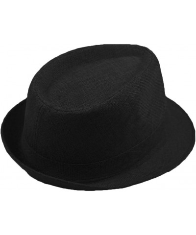 Unisex Fashion Fedora Hat Casual Pinched Crown Beach Sun Cap Panama Top Hat Black $10.50 Fedoras