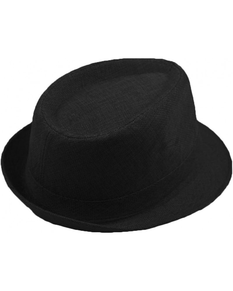 Unisex Fashion Fedora Hat Casual Pinched Crown Beach Sun Cap Panama Top Hat Black $10.50 Fedoras