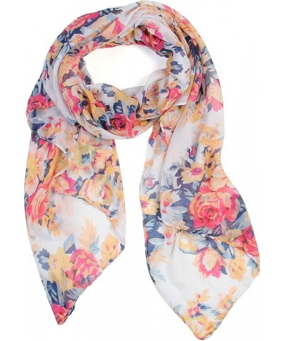 Scarfand's Women's Lightweight Fashion Scarves Rose Floral Prints Head Wraps Bouquet Ivory $9.51 Scarves