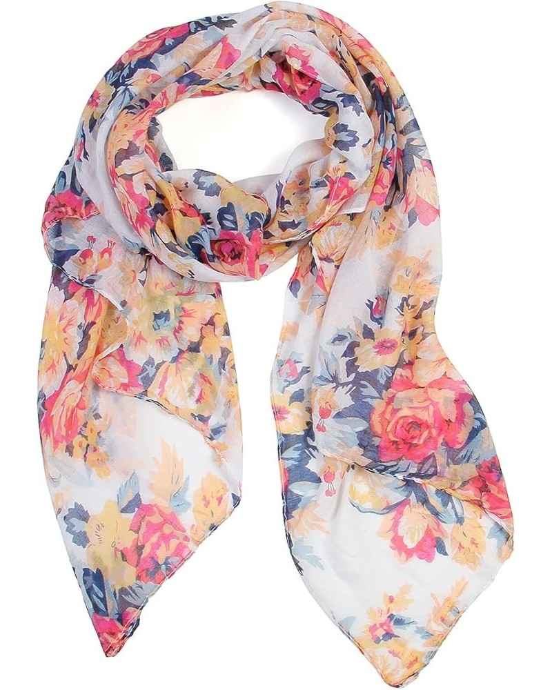 Scarfand's Women's Lightweight Fashion Scarves Rose Floral Prints Head Wraps Bouquet Ivory $9.51 Scarves