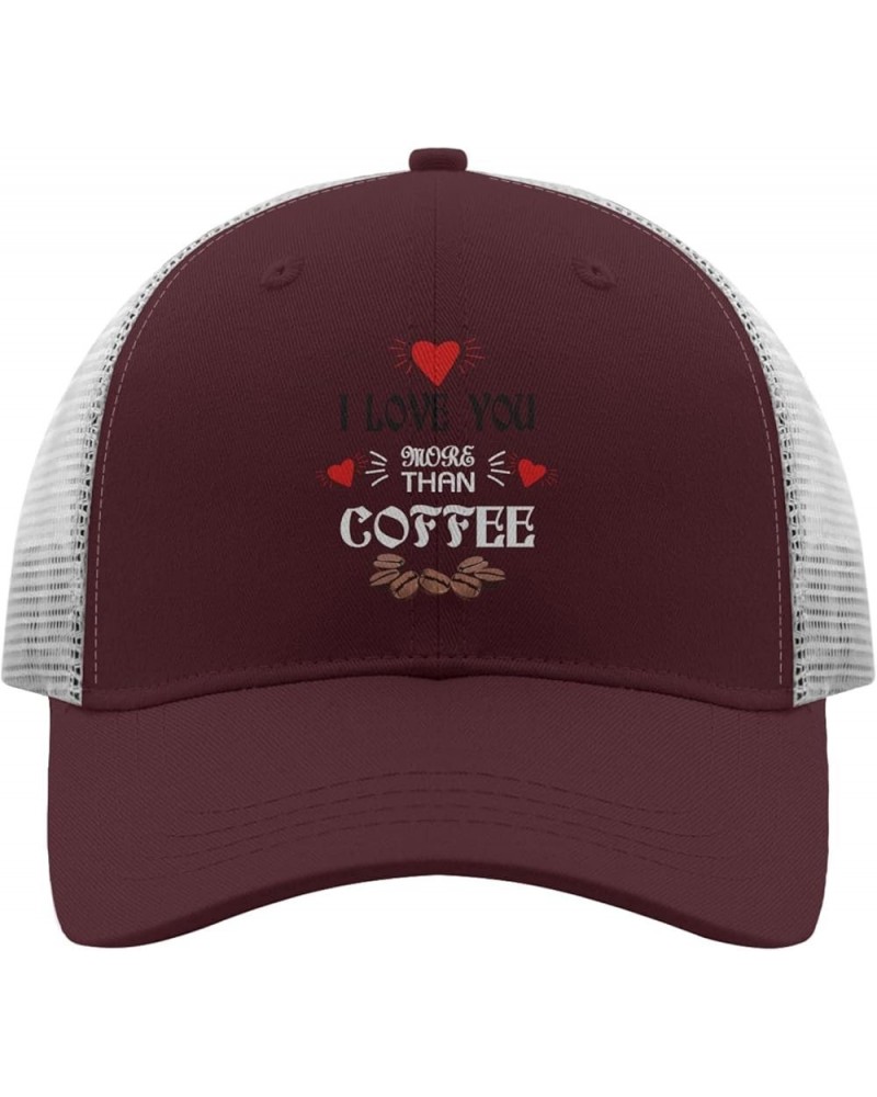 i Love youu More thans Coffee Baseball Cap USA Cowboy hat Apricot Men Hats Gifts for Women Hiking Hat Chestnut Red $10.79 Bas...