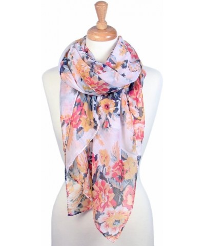 Scarfand's Women's Lightweight Fashion Scarves Rose Floral Prints Head Wraps Bouquet Ivory $9.51 Scarves