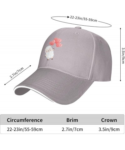 Cute Lamb Holding A Heart Shaped Balloon Baseball Cap for Men Women Adjustabl Unisex Golf Dad Hat Gray $11.43 Baseball Caps