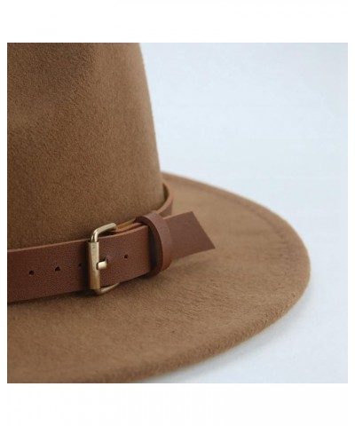 Women Casual Fedoras Hat Leather Band Felt Bucket Panama Hat Men Wide Brim Vintage Jazz Cap Fedoras Grey $16.19 Fedoras