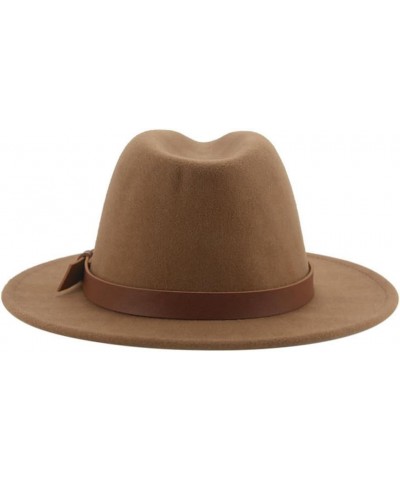 Women Casual Fedoras Hat Leather Band Felt Bucket Panama Hat Men Wide Brim Vintage Jazz Cap Fedoras Grey $16.19 Fedoras