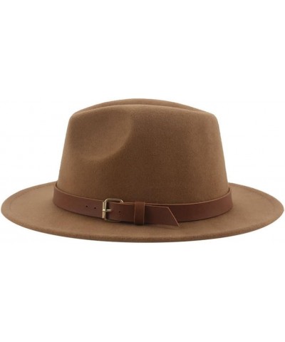 Women Casual Fedoras Hat Leather Band Felt Bucket Panama Hat Men Wide Brim Vintage Jazz Cap Fedoras Grey $16.19 Fedoras