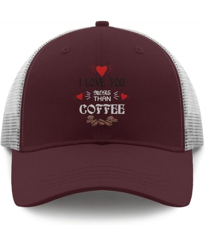 i Love youu More thans Coffee Baseball Cap USA Cowboy hat Apricot Men Hats Gifts for Women Hiking Hat Chestnut Red $10.79 Bas...