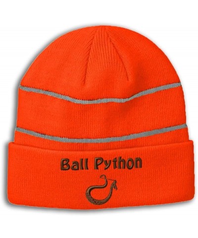 Custom Reflective Beanie Ball Python Acrylic High Visibility Running Gear Skull Cap for Men & Women 1 Size Neon Orange Design...