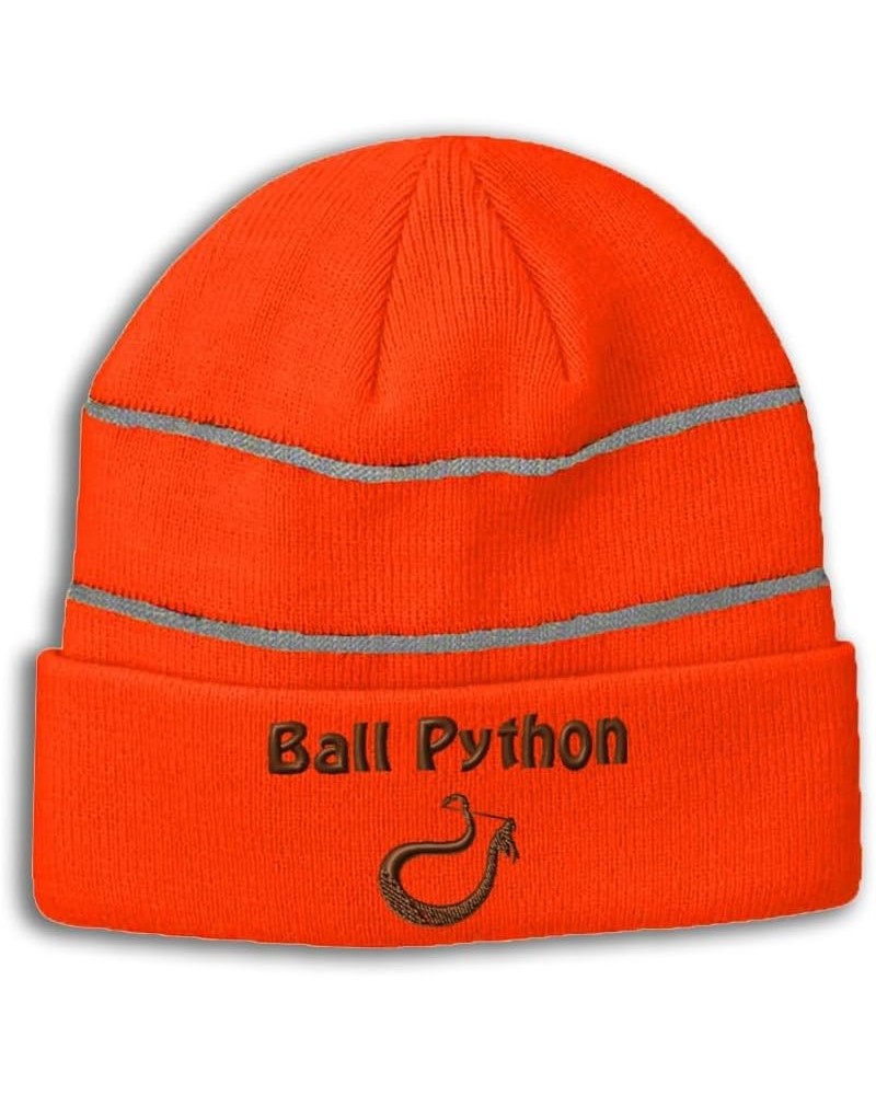 Custom Reflective Beanie Ball Python Acrylic High Visibility Running Gear Skull Cap for Men & Women 1 Size Neon Orange Design...