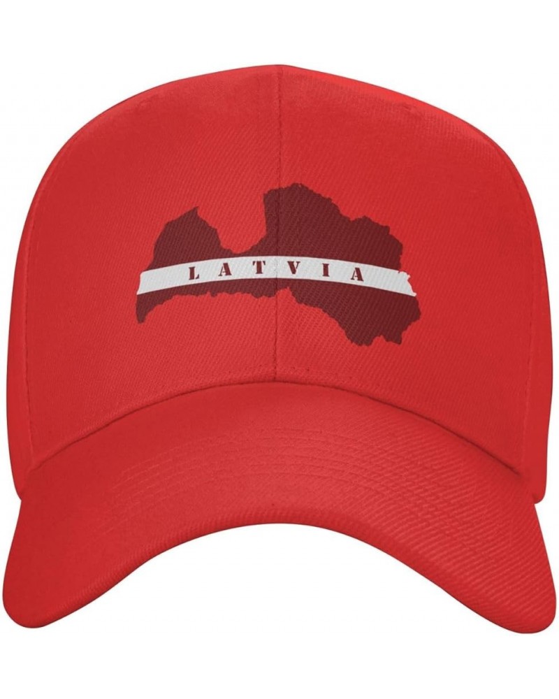 Latvia Flag Latvians Hat Baseball Cap Sport Dad Hat Curved Brim Snapback Caps for Men Women Red $10.82 Baseball Caps