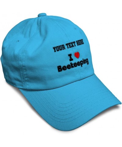 Soft Baseball Cap I (Love) Beekeeping Red Heart Hobbies Lovers Twill Cotton Aqua Personalized Text Here $14.70 Baseball Caps