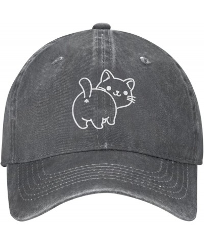 Women's Cute Cat Butt Hat for Men Women, Vintage Adjustable Distressed Washed Cotton Dad Baseball Cap Deep Heather $10.42 Bas...