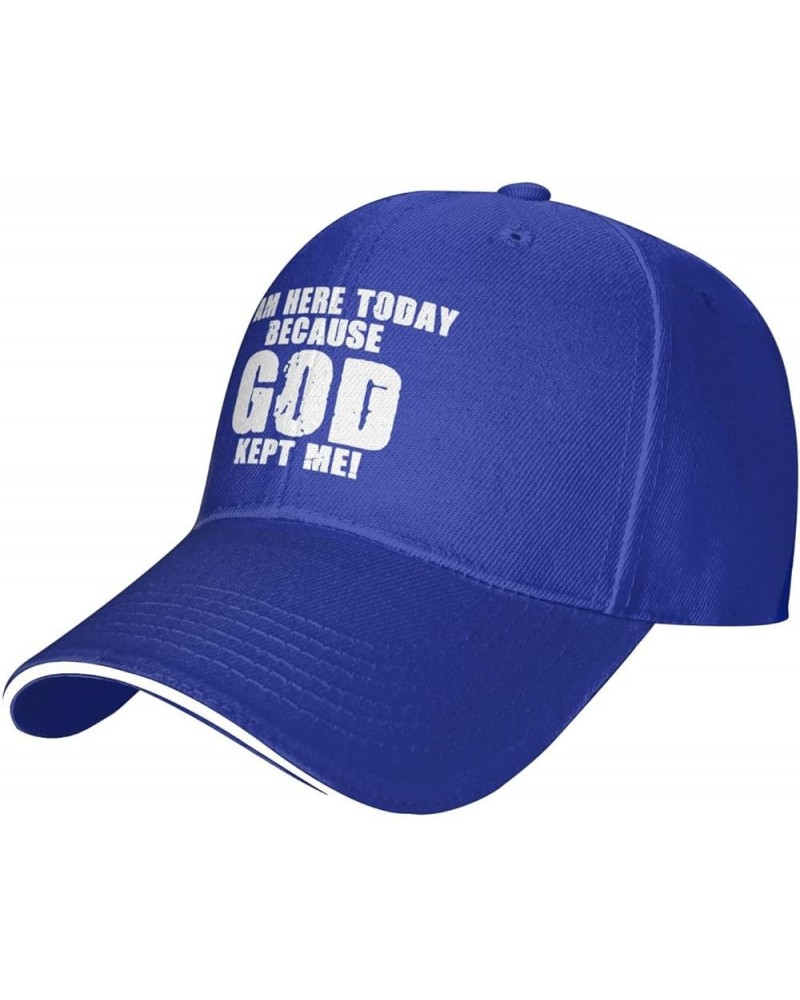 Unisex Baseball Hat i am here Today Because God Kept Me Vintage Dad Hat Adjustable Casquette Cap Blue $10.65 Baseball Caps