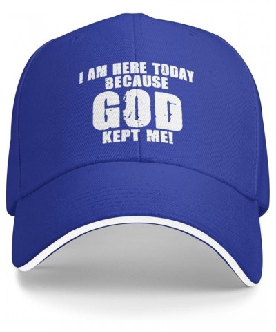 Unisex Baseball Hat i am here Today Because God Kept Me Vintage Dad Hat Adjustable Casquette Cap Blue $10.65 Baseball Caps