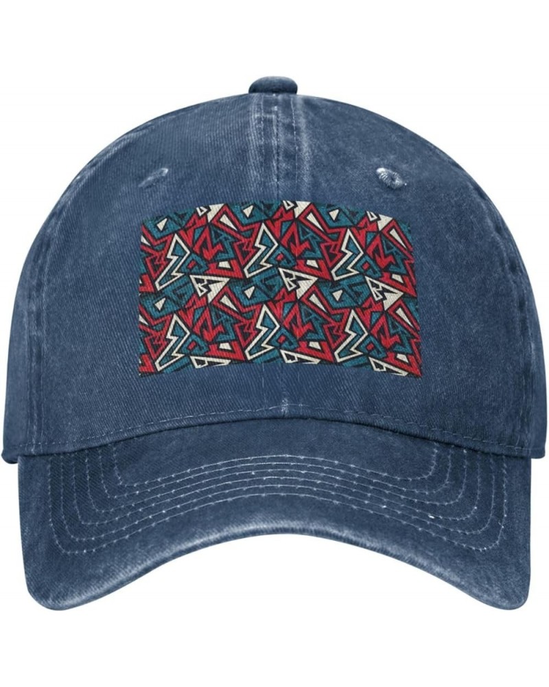 Geometric Elements Vintage Denim Cowboy Baseball Cap Dad Hat Men Women Adjustable Navy Blue $11.39 Cowboy Hats