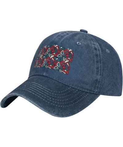 Geometric Elements Vintage Denim Cowboy Baseball Cap Dad Hat Men Women Adjustable Navy Blue $11.39 Cowboy Hats