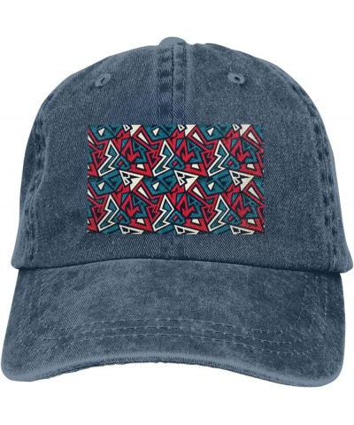 Geometric Elements Vintage Denim Cowboy Baseball Cap Dad Hat Men Women Adjustable Navy Blue $11.39 Cowboy Hats