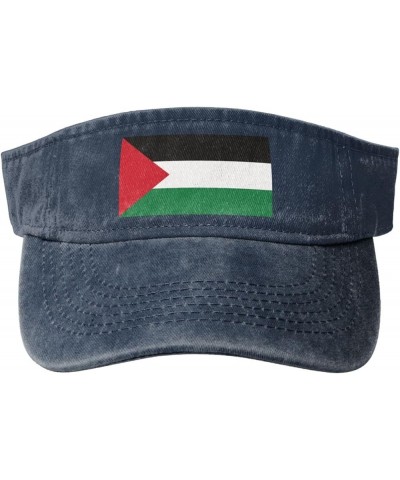 Flag of Palestine Sun Visor Hats for Women Men Sun Hat Vintage Golf Hat Adjustable Baseball Cap Navy Blue $12.13 Visors