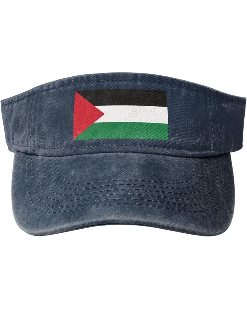 Flag of Palestine Sun Visor Hats for Women Men Sun Hat Vintage Golf Hat Adjustable Baseball Cap Navy Blue $12.13 Visors