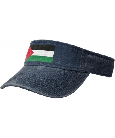 Flag of Palestine Sun Visor Hats for Women Men Sun Hat Vintage Golf Hat Adjustable Baseball Cap Navy Blue $12.13 Visors