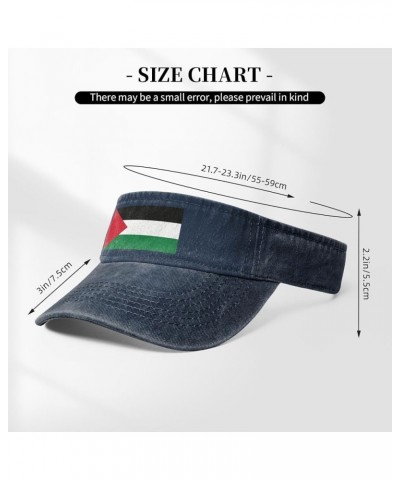 Flag of Palestine Sun Visor Hats for Women Men Sun Hat Vintage Golf Hat Adjustable Baseball Cap Navy Blue $12.13 Visors