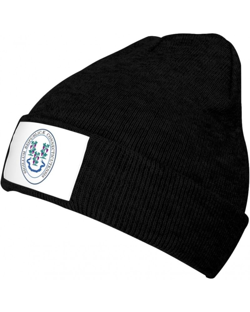 Seal of Connecticut Knitted Hat Cold Weather Hat Warm Brimless hat Elastic Force Caps Black $11.71 Skullies & Beanies