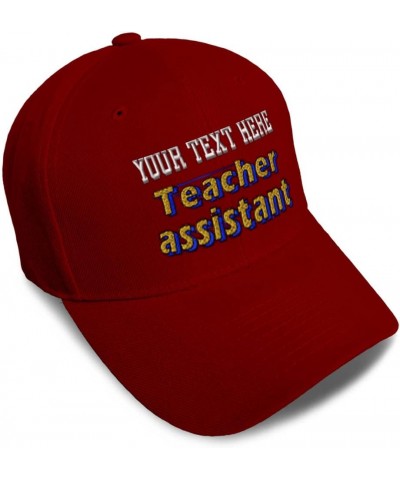 Baseball Cap Teacher Assistant School Acrylic Education Dad Hats for Men and Women Burgundy Personalized Text Here $15.92 Bas...