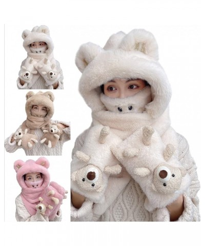 Hat Gloves Scarf Set Men Hat Scarf Set Casual Faux Women Caps Scarf Gloves Earmuff Set Women D $12.90 Scarves