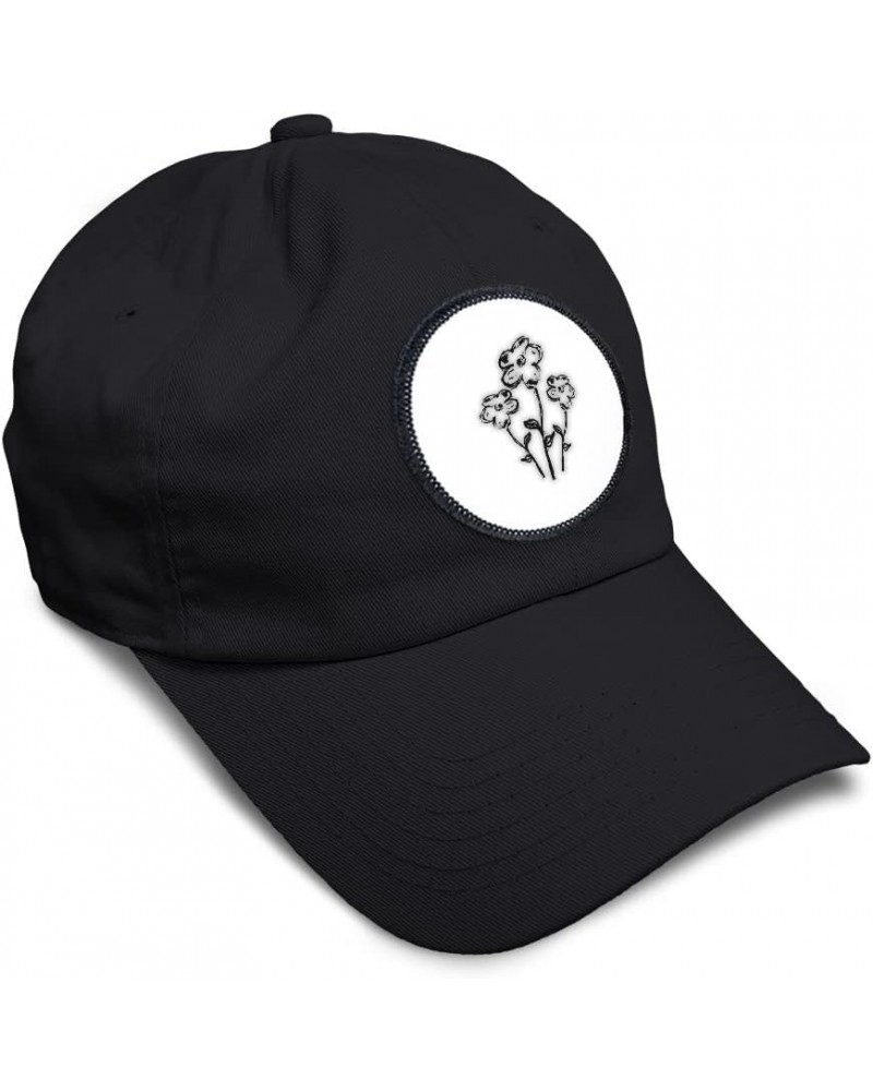 Soft Baseball Cap Flowers Vintage Look A Nature Flowers & Plants Flower Design Black Circle Patch $13.50 Baseball Caps