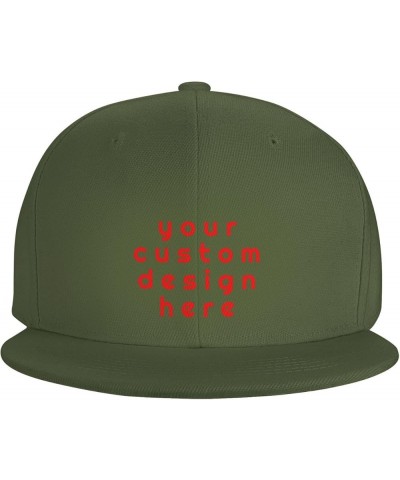 Custom Hat with Your Picture Text Logo Name Personalized Flat Bill Hats Moss Green $7.77 Baseball Caps