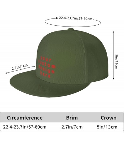 Custom Hat with Your Picture Text Logo Name Personalized Flat Bill Hats Moss Green $7.77 Baseball Caps