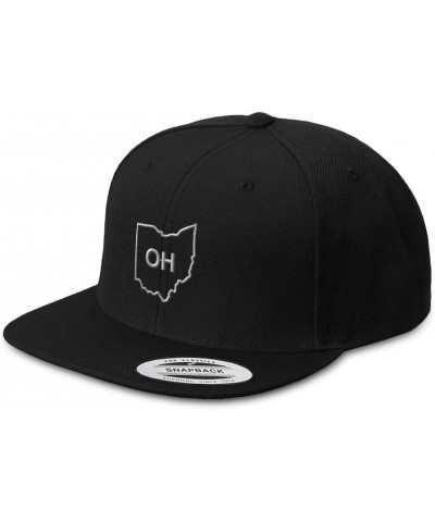 Snapback Hats for Men & Women Ohio State Map Oh Embroidery Acrylic Flat Bill Baseball Cap Black Design Only $17.15 Baseball Caps