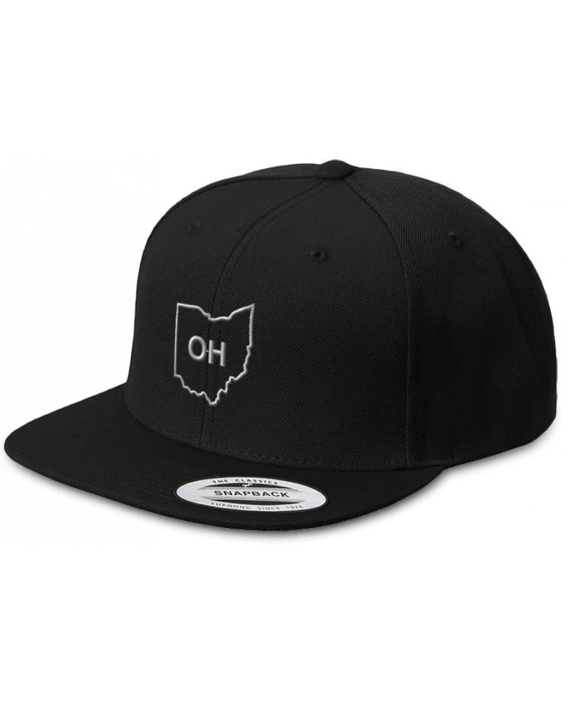 Snapback Hats for Men & Women Ohio State Map Oh Embroidery Acrylic Flat Bill Baseball Cap Black Design Only $17.15 Baseball Caps