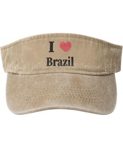 I Love Brazil Sun Hat Sun Visor Hats for Women Men Baseball Cap Golf Hats Natural $14.20 Visors