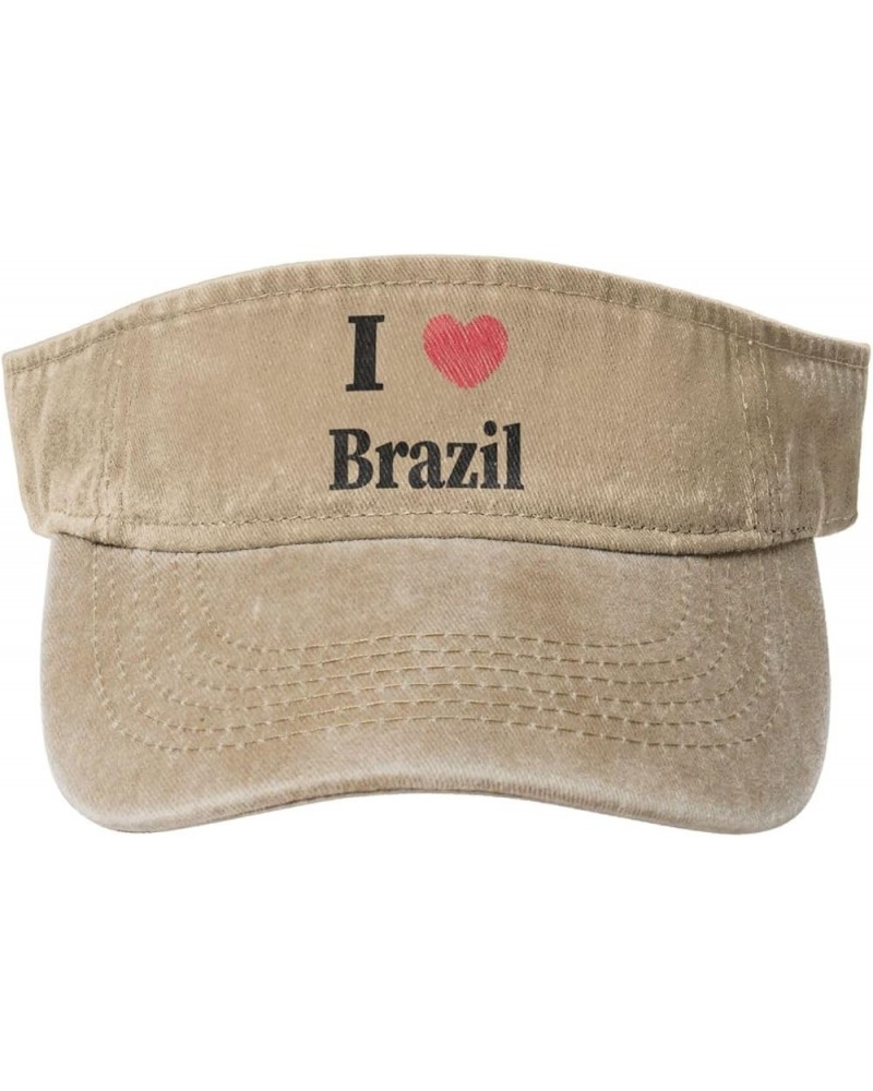 I Love Brazil Sun Hat Sun Visor Hats for Women Men Baseball Cap Golf Hats Natural $14.20 Visors