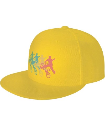 Men Women Adjustable Baseball Caps, Retro BMX Unisex Plain Hats Vintage Trucker Dad Cap Black Yellow $9.02 Baseball Caps