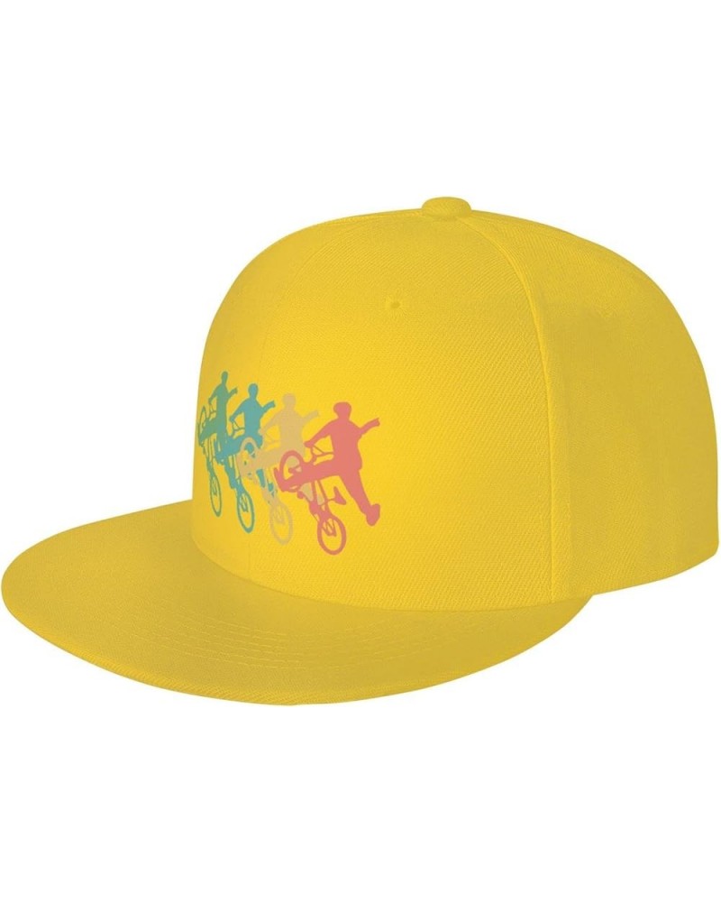 Men Women Adjustable Baseball Caps, Retro BMX Unisex Plain Hats Vintage Trucker Dad Cap Black Yellow $9.02 Baseball Caps