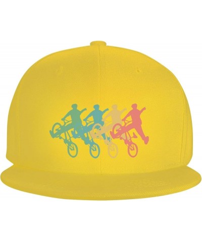 Men Women Adjustable Baseball Caps, Retro BMX Unisex Plain Hats Vintage Trucker Dad Cap Black Yellow $9.02 Baseball Caps