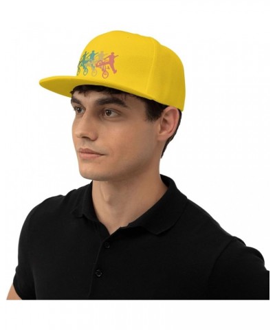 Men Women Adjustable Baseball Caps, Retro BMX Unisex Plain Hats Vintage Trucker Dad Cap Black Yellow $9.02 Baseball Caps