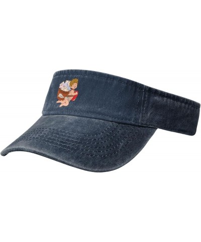 Cupid with A Love Letter Sun Visor Hats for Women Men Adjustable Sports Sun Hats Golf Cap Navy Blue $10.10 Visors