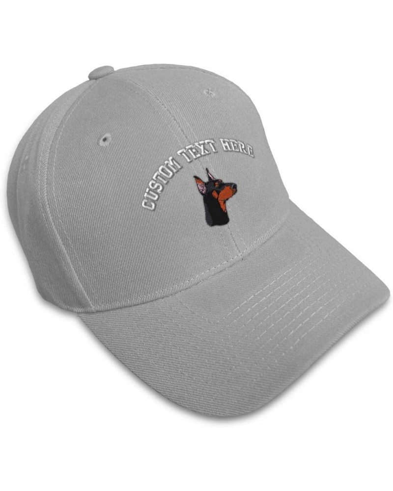 Custom Baseball Cap Doberman Head Embroidery Acrylic Dad Hats for Men & Women Gray Personalized Text Here $11.07 Baseball Caps